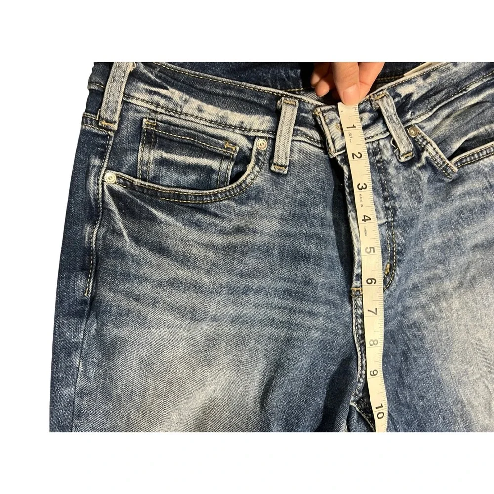 Silver Jeans Co Suki Straight Mid Rise Acid Wash Raw Hem Jeans‎ L93413EPX335 W32